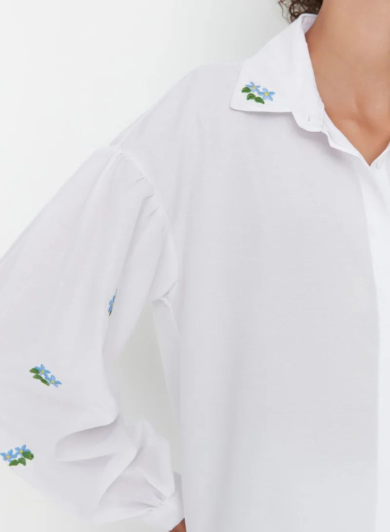 trendyol Embroidered Button Down Shirt