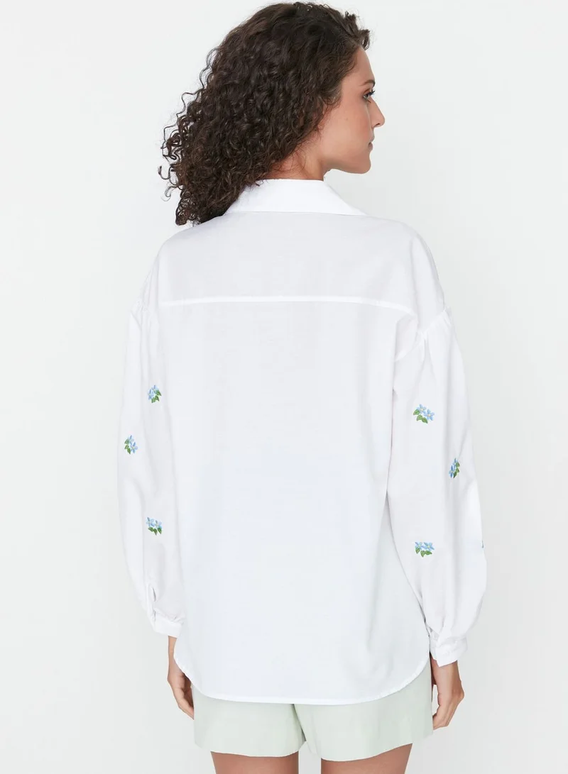 trendyol Embroidered Button Down Shirt