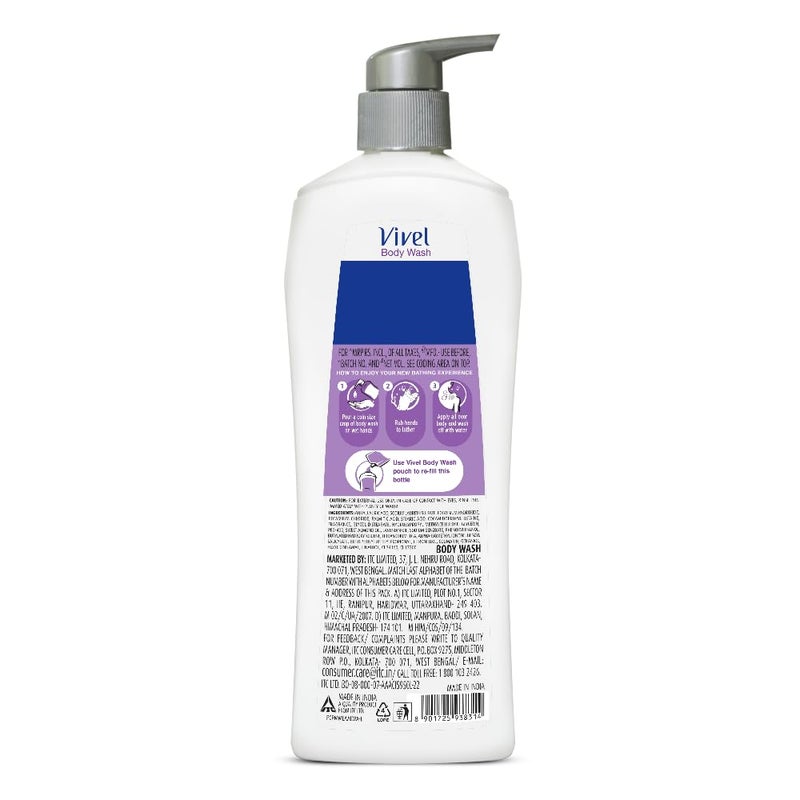 Vivel Fragrant Body Wash Lavender Almond Oil Shower Gel 500 ml Pump Bottle Moisturizing Bodywash For Soft Smooth Skin Effective Cleansing For Women Men - Image 5