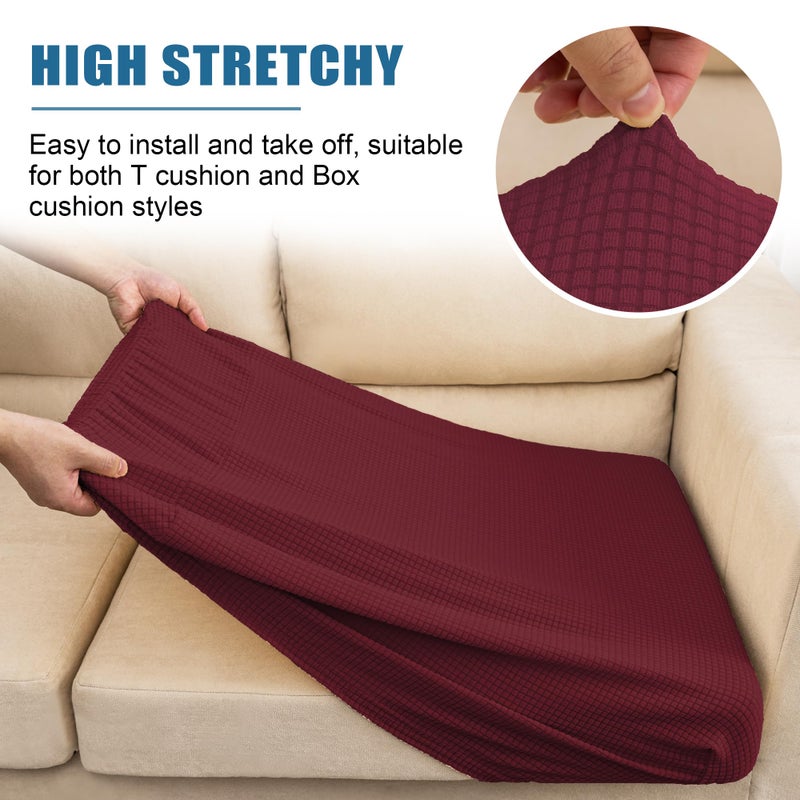 NC HOME Water Repellent Sofa Couch Cushion Covers Sofa Seat Slipcover  Armchair Furniture Protector for Camper  Soft Flexibility Chair Cushion Cover  Christmas Decor (Small  Wine) - Image 4
