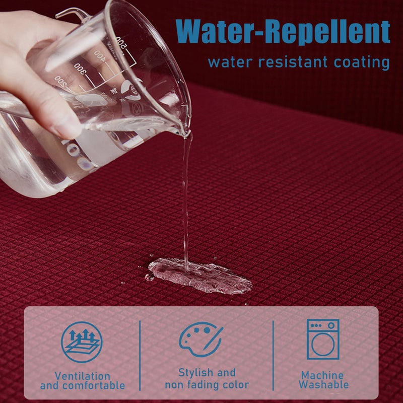 NC HOME Water Repellent Sofa Couch Cushion Covers Sofa Seat Slipcover  Armchair Furniture Protector for Camper  Soft Flexibility Chair Cushion Cover  Christmas Decor (Small  Wine) - Image 3