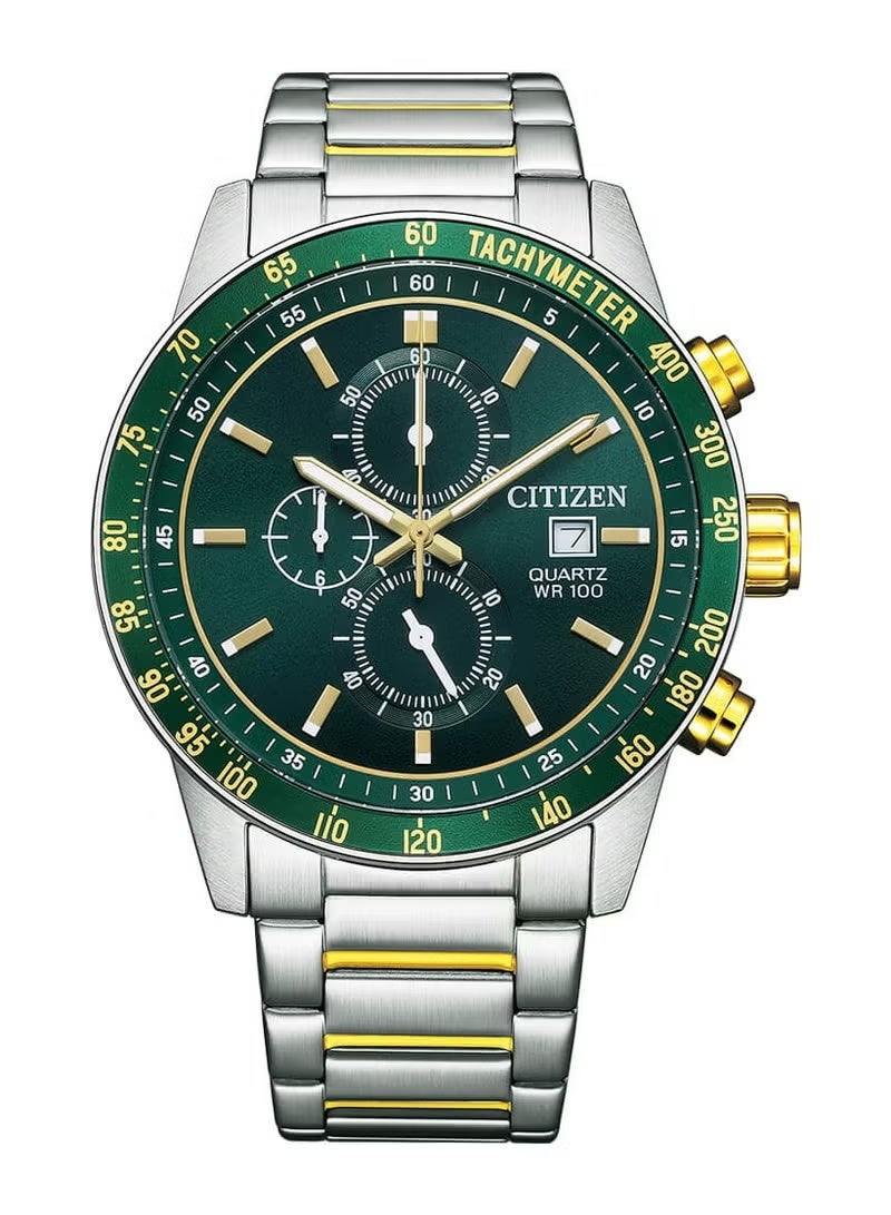 CITIZEN Chronograph Quartz Green Dial Stainless Steel Men's Watch AN3689-55X - Image 1