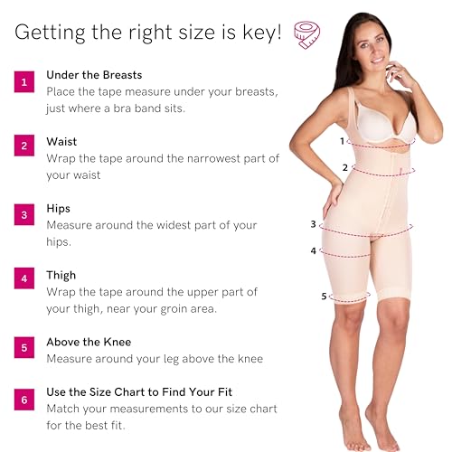 Lipoelastic  ليبوإيلاستيك VF جسم متنوع – ملابس ضغط لشفط الدهون، حزام بطن بعد الولادة، مشد كامل للجسم للنساء (طبيعي، XS) - Image 3