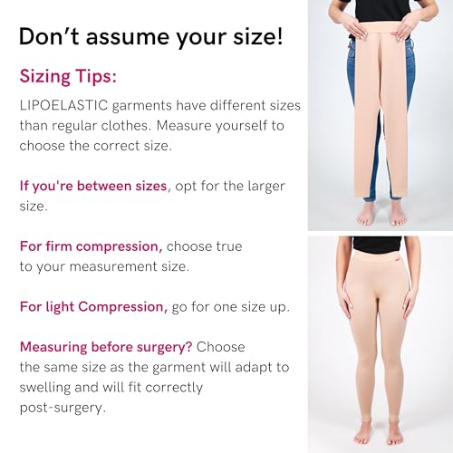 Lipoelastic  ليبوإيلاستيك VF جسم متنوع – ملابس ضغط لشفط الدهون، حزام بطن بعد الولادة، مشد كامل للجسم للنساء (طبيعي، XS) - Image 5