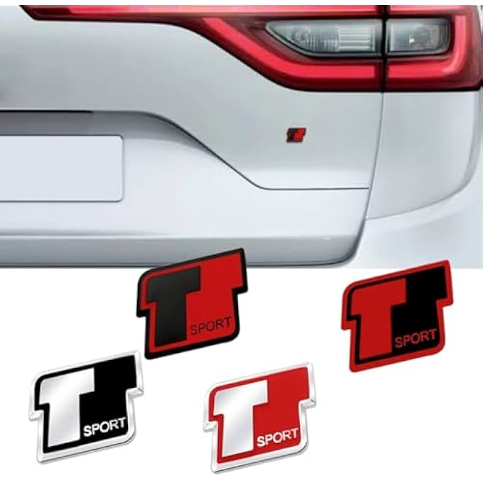 rayihni Metal 3D Badge T Sport Logo Car Rear Trunk Body Sticker Emblem Compatible With Toyota Corolla Rav4 Yaris Camry Highlander Land Cruiser Silver Red - Image 3
