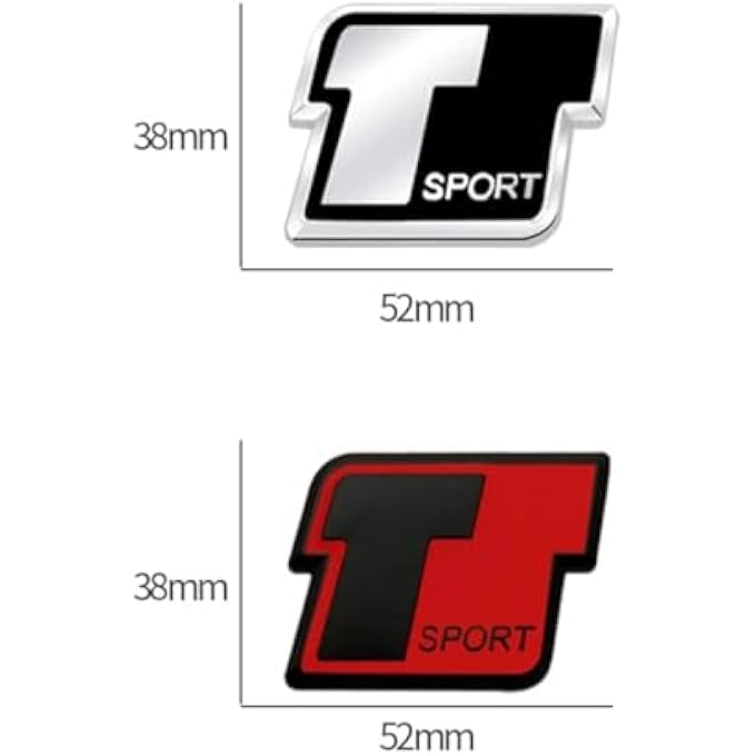 rayihni Metal 3D Badge T Sport Logo Car Rear Trunk Body Sticker Emblem Compatible With Toyota Corolla Rav4 Yaris Camry Highlander Land Cruiser Silver Red - Image 2