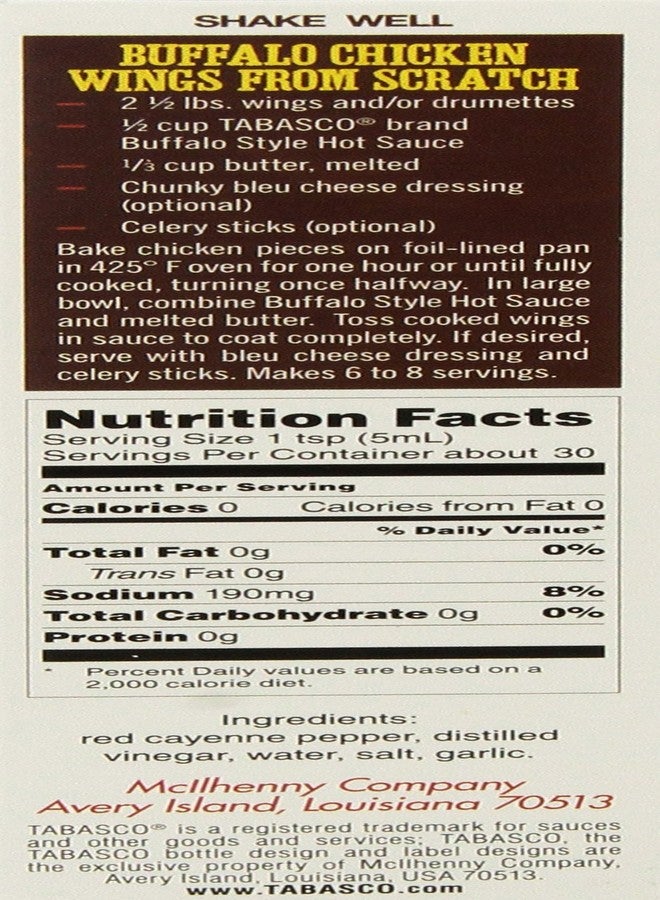 TABASCO Brand, Hot Pepper Sauce, Buffalo Wing Style, 5oz Bottle (Pack of 3) - Image 4