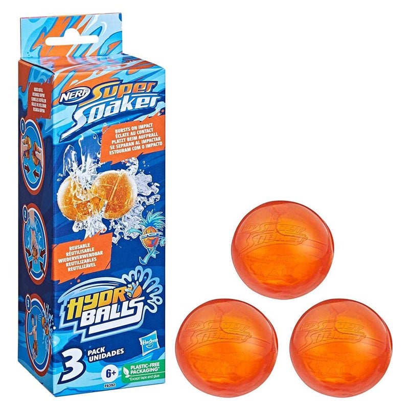 Nerf Super Soaker Hydro Balls 3Pack Reusable Water Balloons WaterFilled Balls Burst on Impact Fast Refill Outdoor Toy for Kids Ages 6 Up - Image 3