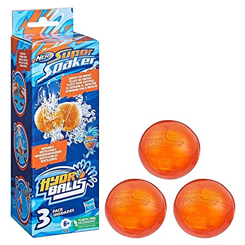 Nerf Super Soaker Hydro Balls 3Pack Reusable Water Balloons WaterFilled Balls Burst on Impact Fast Refill Outdoor Toy for Kids Ages 6 Up - Image 1