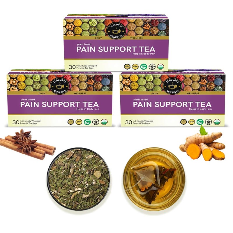 Teacurry Pain Support Tea (3 month Pack, 90 Tea Bags) - Helps with Pain, Headaches & Joint Support - Image 1