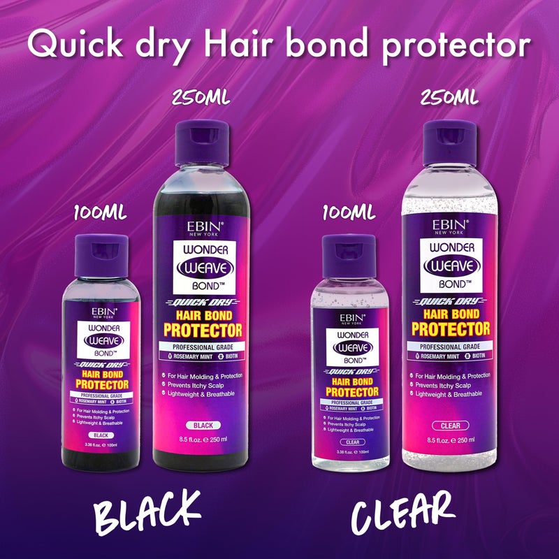 EBIN NEW YORK Wonder Weave Bond Hair Protector (Clear) 3.38 Fl Oz â€“ Quick Dry Protective Shield for Quick Weave â€“ Lightweight, Rosemary Mint & Biotin Infused, Breathable Formula - Image 5