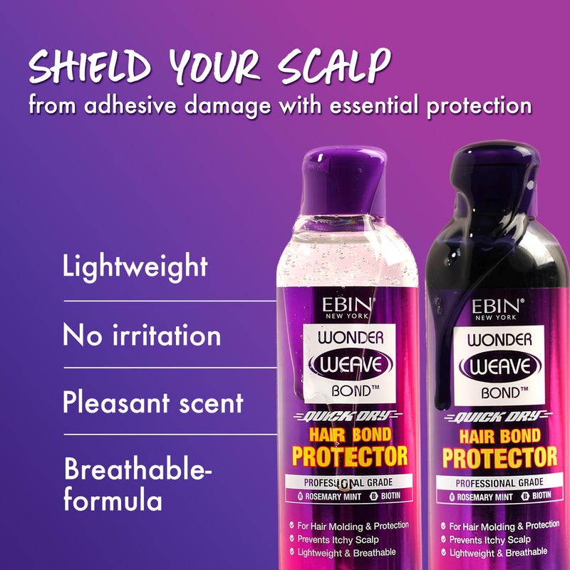 EBIN NEW YORK Wonder Weave Bond Hair Protector (Clear) 3.38 Fl Oz â€“ Quick Dry Protective Shield for Quick Weave â€“ Lightweight, Rosemary Mint & Biotin Infused, Breathable Formula - Image 2