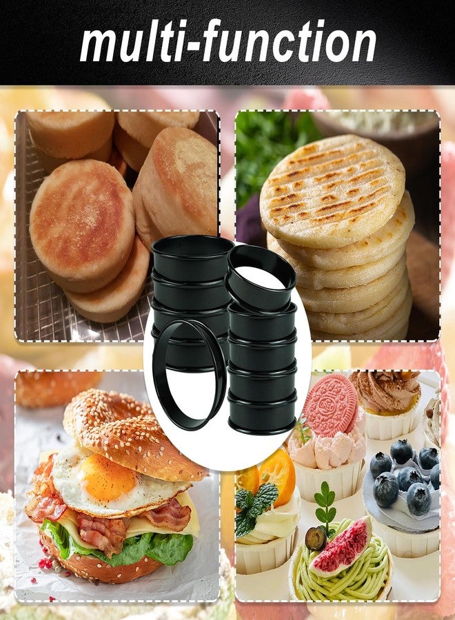 Qicfrk 10 Pack Crumpet Rings Nonstick 4 Inch English Muffin Rings, Stainless Steel Double Rolled Tart Rings Cooking Rings,Crumpet Rings for baking, pancakes - Image 5