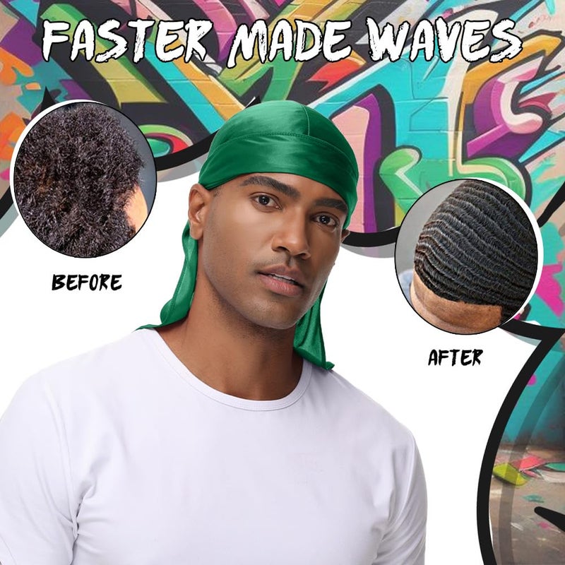 BE BIGEDDIE BIGEDDIE 12Pcs Durag Pack, Durags for Men Silky, Silk Durag for Men Women Waves, Satin Du rag with Long Tail and Wide Straps 12 Colors - Image 2
