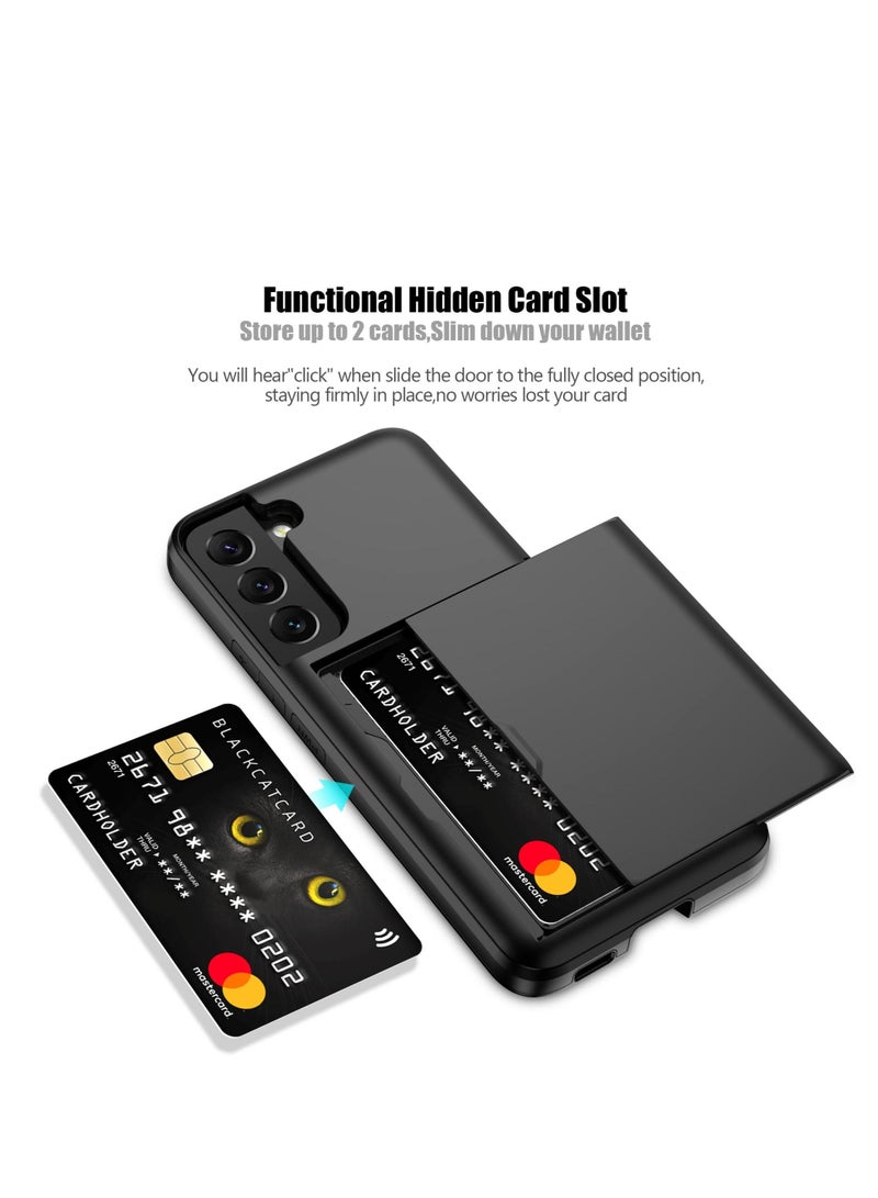 Captaintech for Case Samsung Galaxy S22 Case Wallet Case with Credit Card Holder, All-Round Protection Shockproof Phone Cover Designed for Samsung Galaxy S22 5G(6.1 inch Black) - Image 2