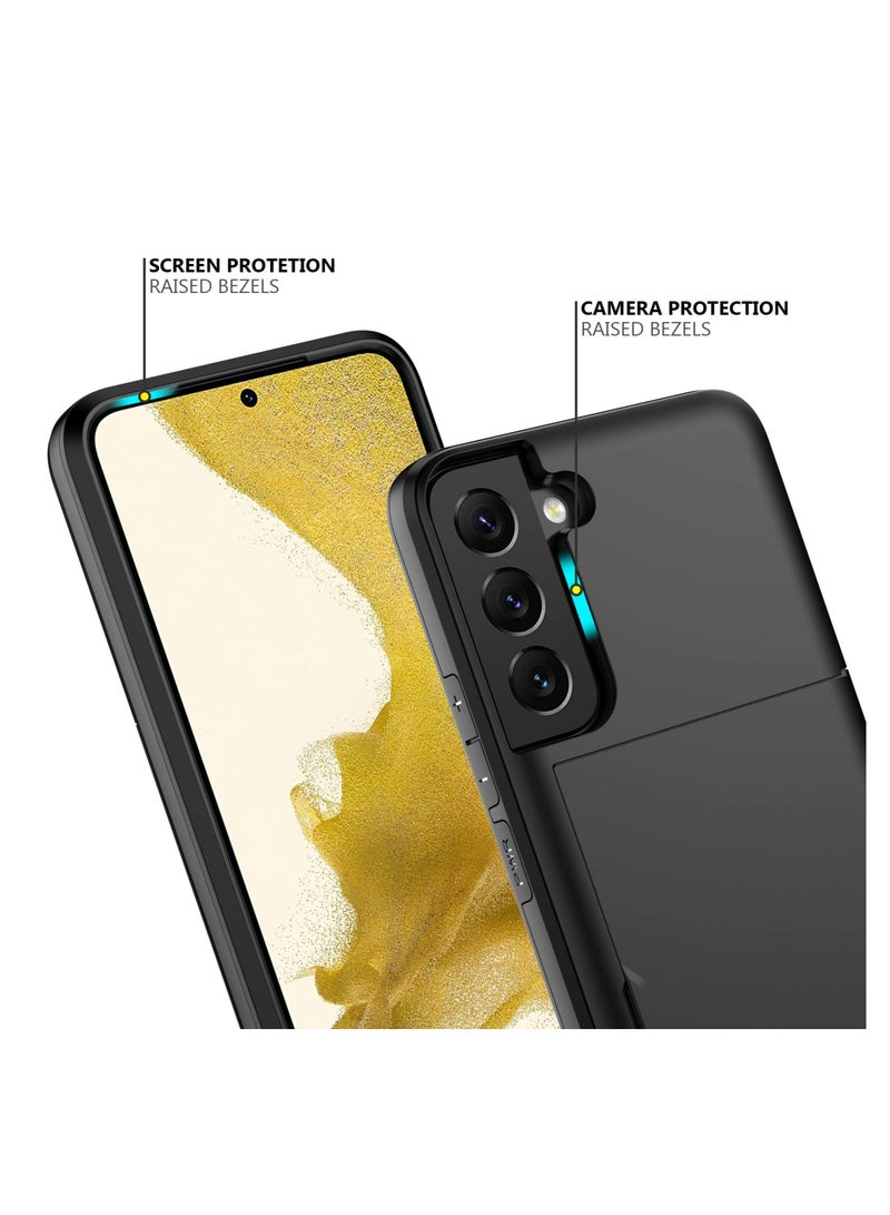 Captaintech for Case Samsung Galaxy S22 Case Wallet Case with Credit Card Holder, All-Round Protection Shockproof Phone Cover Designed for Samsung Galaxy S22 5G(6.1 inch Black) - Image 4