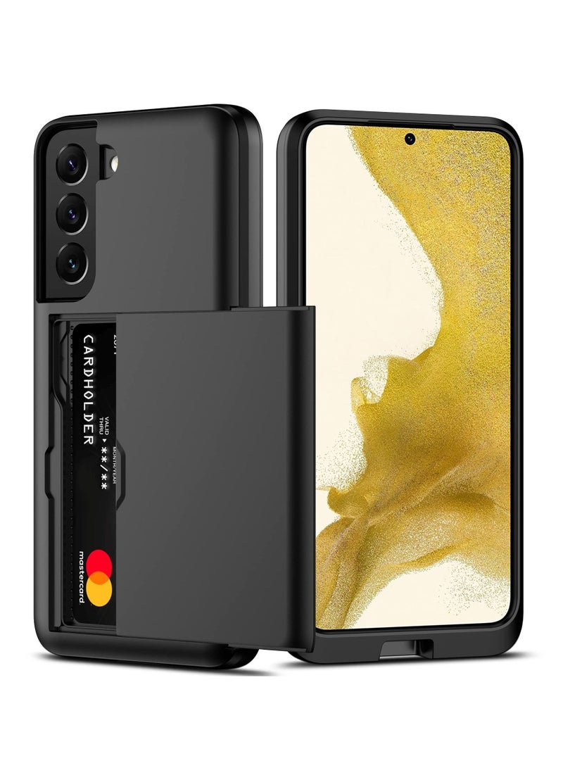 Captaintech for Case Samsung Galaxy S22 Case Wallet Case with Credit Card Holder, All-Round Protection Shockproof Phone Cover Designed for Samsung Galaxy S22 5G(6.1 inch Black) - Image 1
