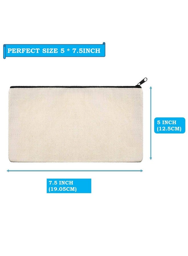 Lify DIY Craft Blank Bag Canvas Makeup Pencil Pouch with Zipper- Multipurpose Pen Pencil Case Cotton Canvas Cosmetic Bag Travel Cosmetic Bag -12 Piece Pack - Image 2