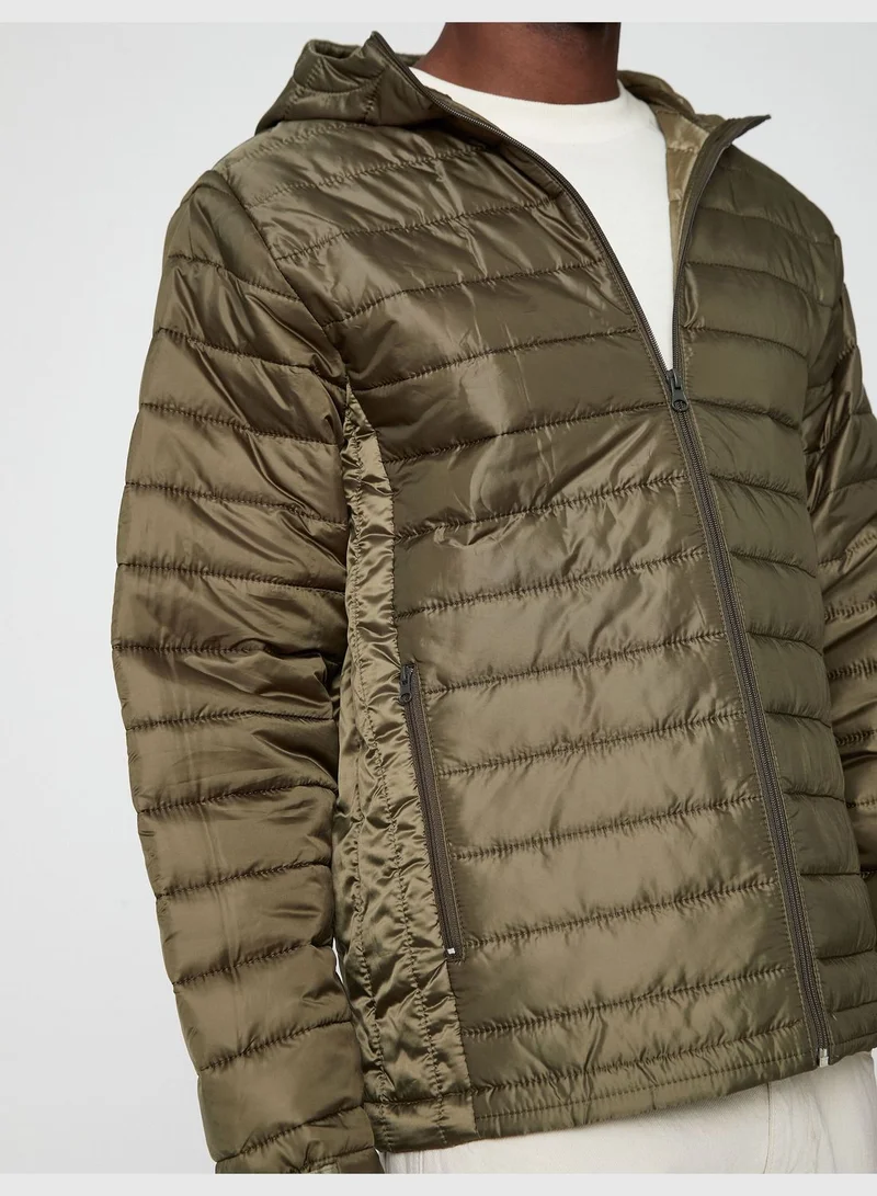 KOTON Hooded Puffer Coat Pocket Detailed