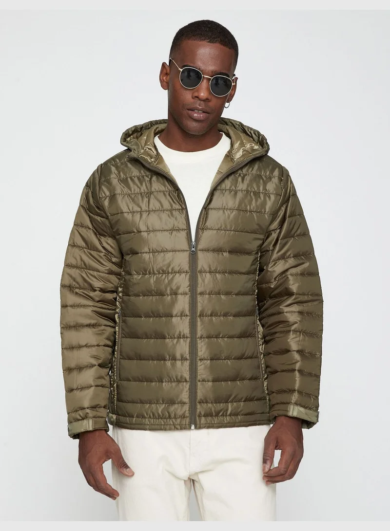KOTON Hooded Puffer Coat Pocket Detailed