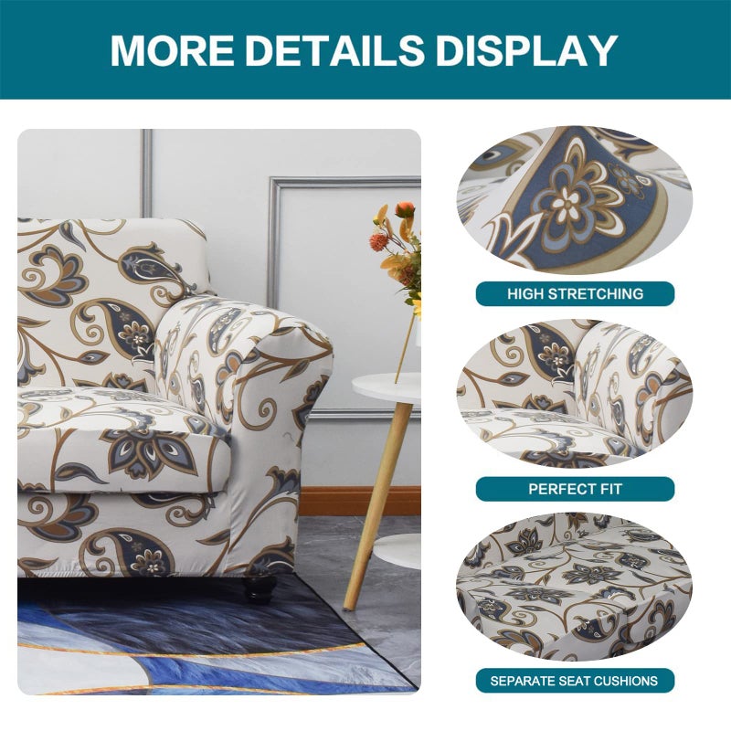KRFOONN 2 Piece Chair Covers Printed Sofa Covers Couch Covers Washable Armchair Sofa Couch Slipcover Furniture Protector with Elastic Bottom for Living Room (Armchair, 03), Small - Image 2