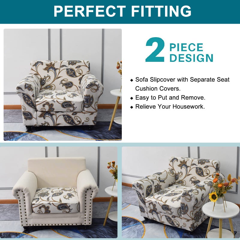 KRFOONN 2 Piece Chair Covers Printed Sofa Covers Couch Covers Washable Armchair Sofa Couch Slipcover Furniture Protector with Elastic Bottom for Living Room (Armchair, 03), Small - Image 3