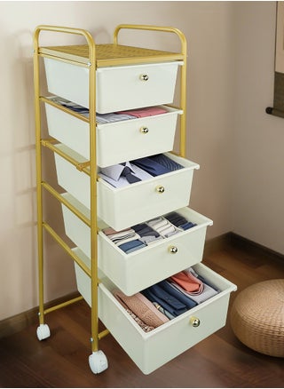 5-Drawer Rolling Storage Cart Multipurpose Mobile Rolling Plastic Drawer Cart with 4 Lockable Caster Wheels, for Crafts Documents Arts and Tools Storage in Classroom, Home, Office, School - pzsku/Z0DB7DF4ECA4A9A888AF0Z/45/1747362947/2ae0357d-5f78-4825-b02e-9b770080a15d