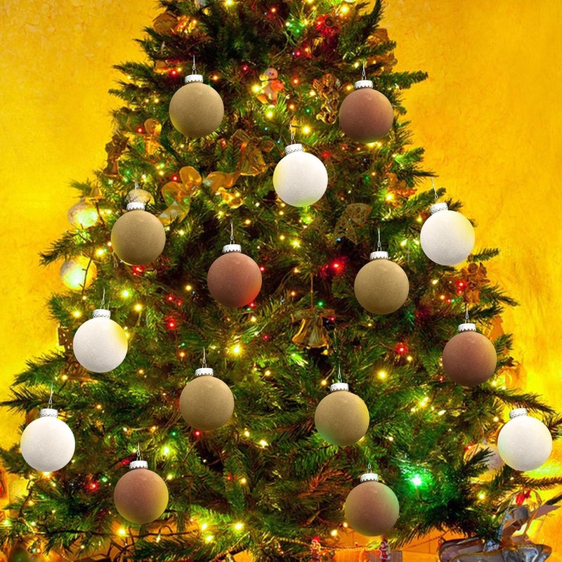 klarako 15pcs Velvet Christmas Ornaments Balls, Brown Christmas Ornaments Balls, Velvet Ornaments, Velvet Christmas Ornaments, Plastic Balls Xmas Decorative Hanging Ornaments for Holiday Party Decorations (B) - Image 4