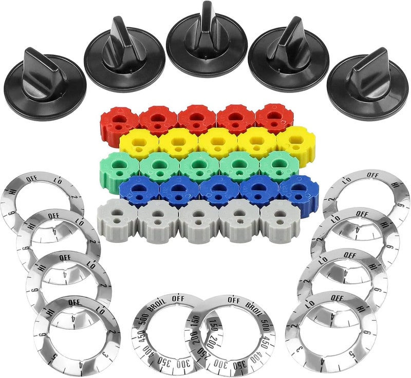 NIUB Knobs Burner Control Knobs Compatible with General Electric GE Range/Stove/Oven Knob (black) - Image 1