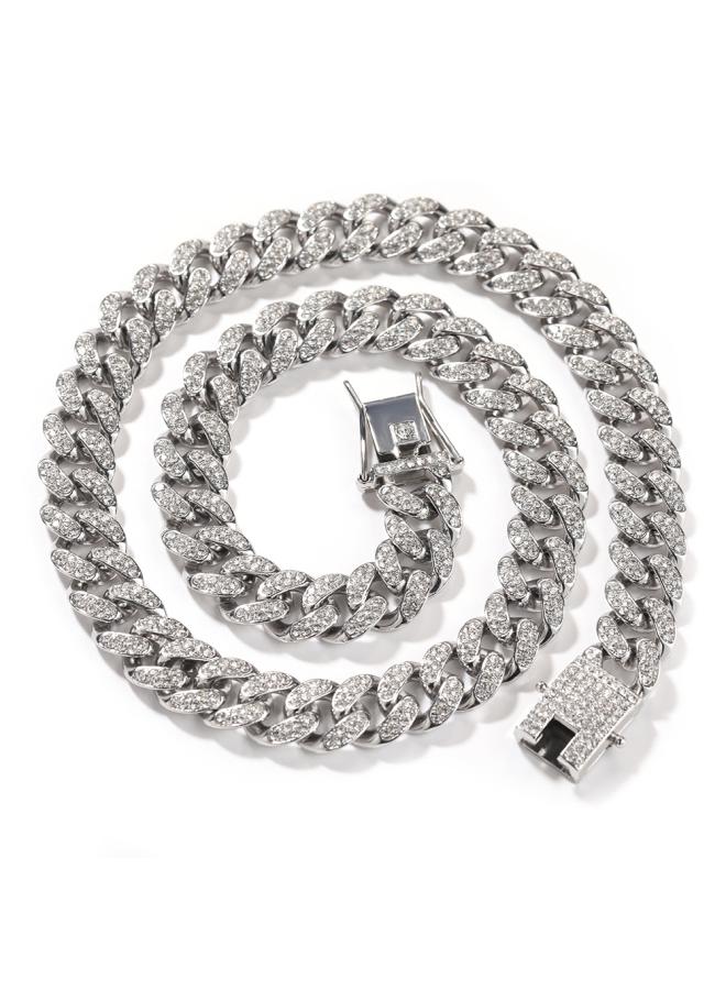 GELESE New European And American Hip Hop New 2mm Alloy Diamond Men's Cuban Necklace Street Niche All-match Jewelry