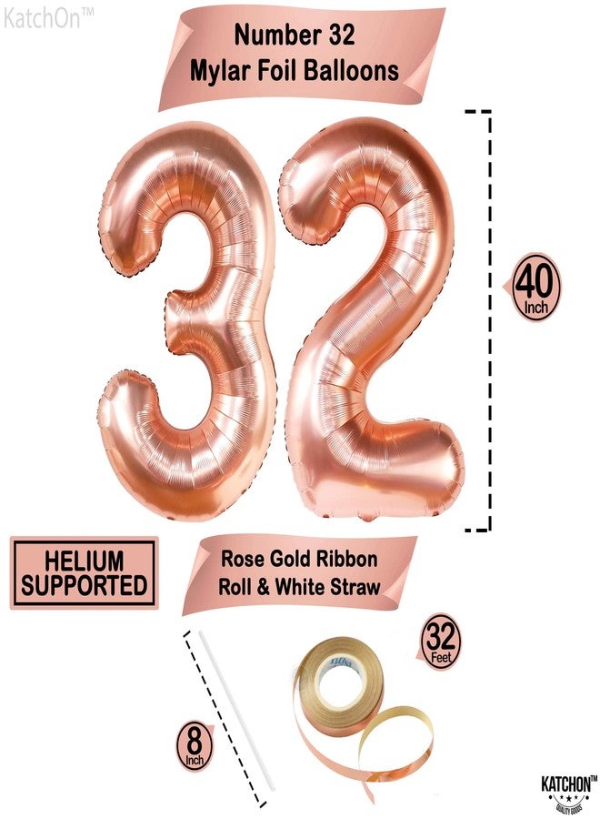 كاتشون بالونات كاتش أون، ذهبية وردية، رقم 32 - ضخمة 40 بوصة، عبوة من 12 بالونًا | بالونات قصاصات ورقية | زينة عيد ميلاد 32 للنساء | بالونات عيد ميلاد 32، زينة عيد ميلاد 32 للنساء، ذكرى زواج - Image 4