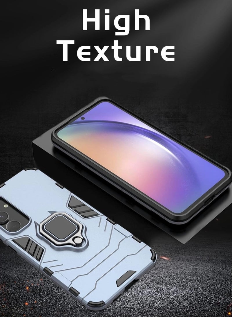 Mmmon Phone Case For Samsung Galaxy A55 5G Case Cover with Screen Protector,Heavy Duty Dual Layer Shockproof Protective Cover with Magnetic Ring Kickstand(Blue) - Image 3