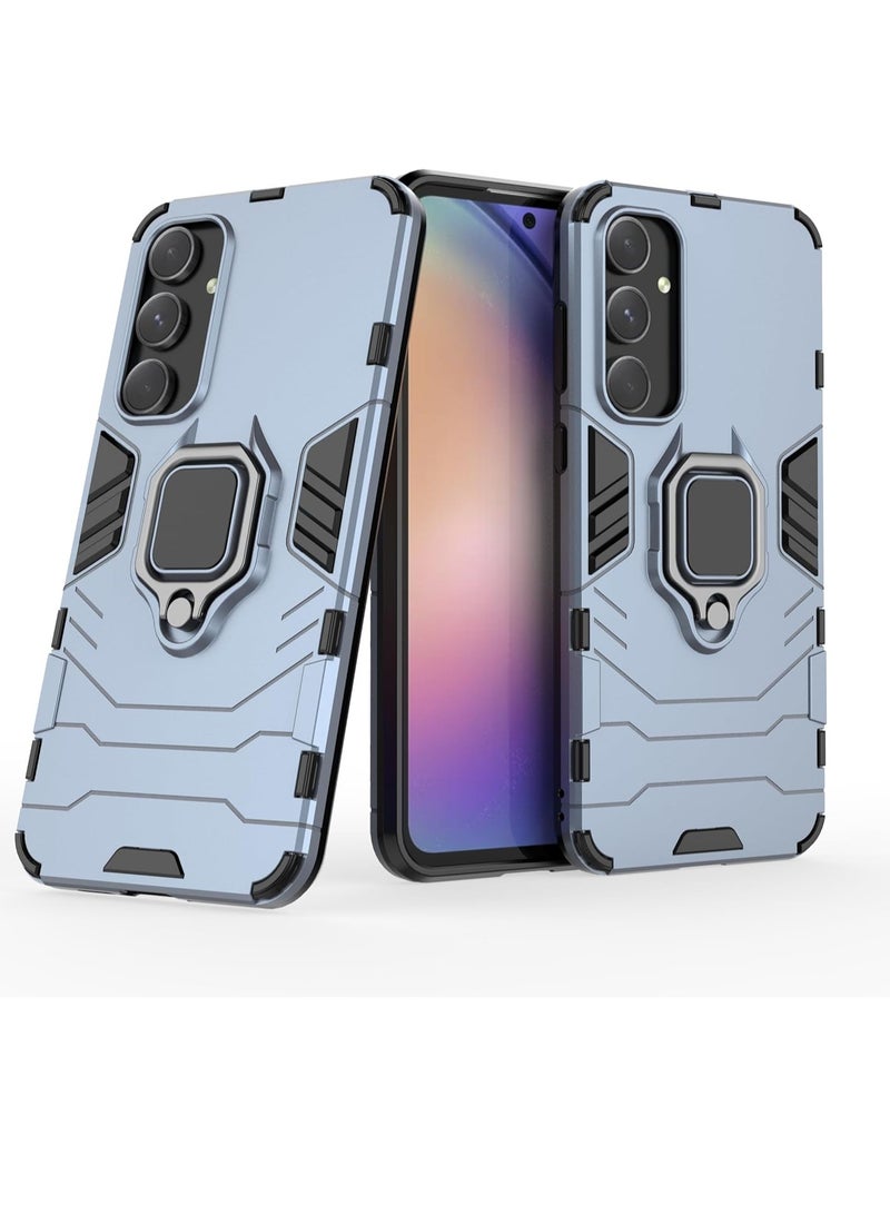 Mmmon Phone Case For Samsung Galaxy A55 5G Case Cover with Screen Protector,Heavy Duty Dual Layer Shockproof Protective Cover with Magnetic Ring Kickstand(Blue) - Image 2