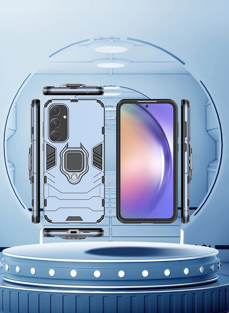 Mmmon Phone Case For Samsung Galaxy A55 5G Case Cover with Screen Protector,Heavy Duty Dual Layer Shockproof Protective Cover with Magnetic Ring Kickstand(Blue) - Image 4