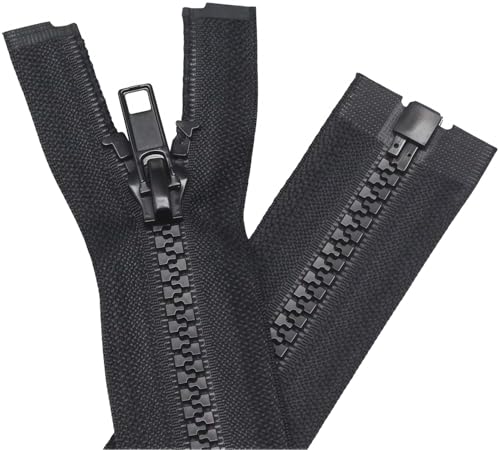 YaHoGa 2PCS 5 28 Inch Separating Jacket Zippers for Sewing Coats Jacket Zipper Replacement Black Plastic Zippers Bulk 28 2pc - Image 1