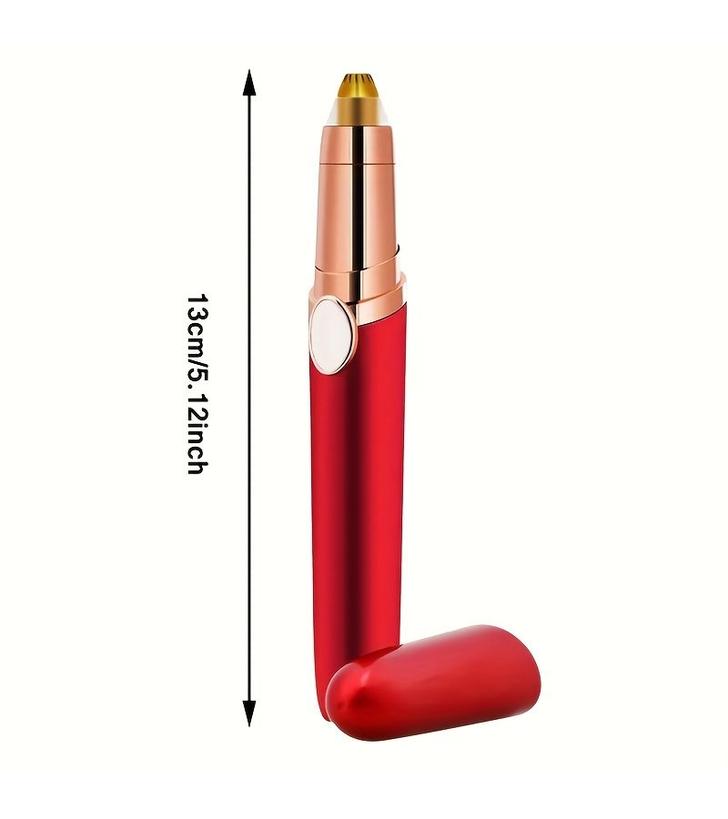 Red USB Rechargeable Eyebrow Trimmer with 2 Replacement Heads for Nose and Ear Hair Grooming - Image 5