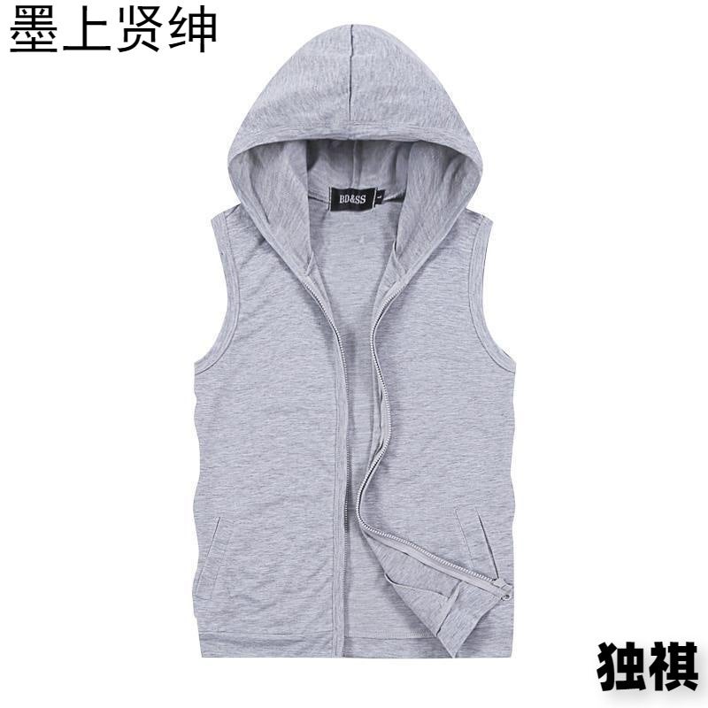 Couple's Sleeveless Sports T-shirt Men's Loose Hooded T-shirt with Chop Sleeve Hoodie Women's Waistcoat Summer Thin BF Vest - Image 5
