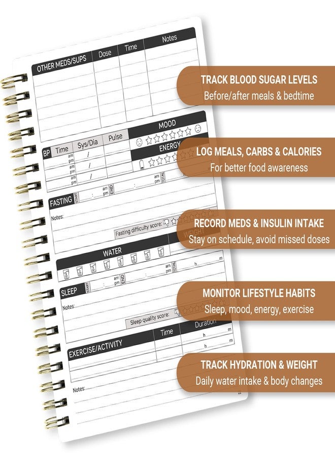 HAMIEW Diabetes Log Book & Food Journal - Blood Sugar Tracker, Food List & Meal Planner, Glucose & Carb Monitoring, GI Index Chart, Daily Record for Types 1 & 2 Diabetic Management - Image 3