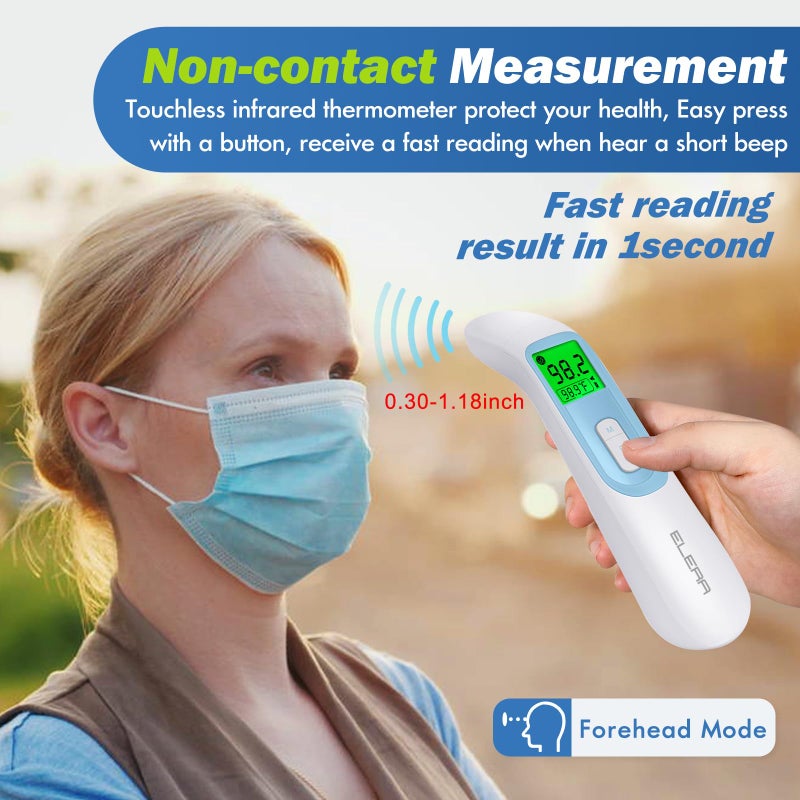 ELERA Ear Thermometer for Baby, ELERA Infrared LCD Thermometer with Automatic Switching Mode of Ear & Forehead, 1s Measurement, 4 Color Backlight Display with Fever Indicator - Image 3