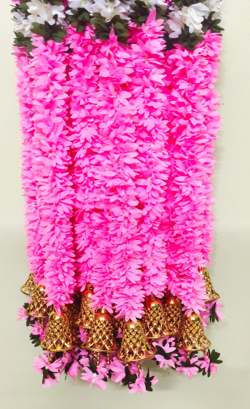 afarza Garland Toran wall Hanging for Door Entrance Home Decoration Backdrop Pooja Gift Bandarwal 4 Pieces (White BABYPINK) - Image 5