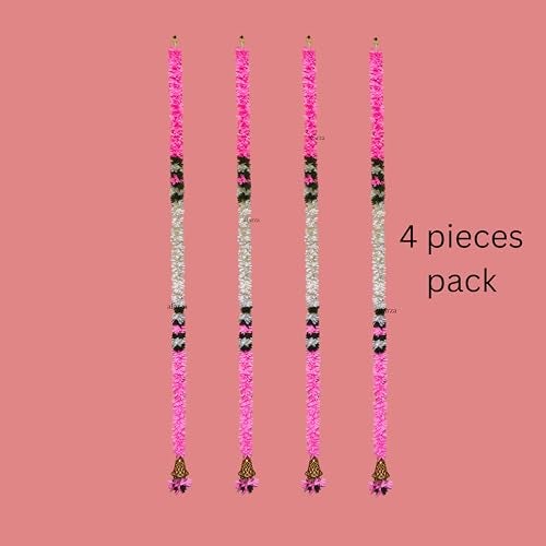afarza Garland Toran wall Hanging for Door Entrance Home Decoration Backdrop Pooja Gift Bandarwal 4 Pieces (White BABYPINK) - Image 4