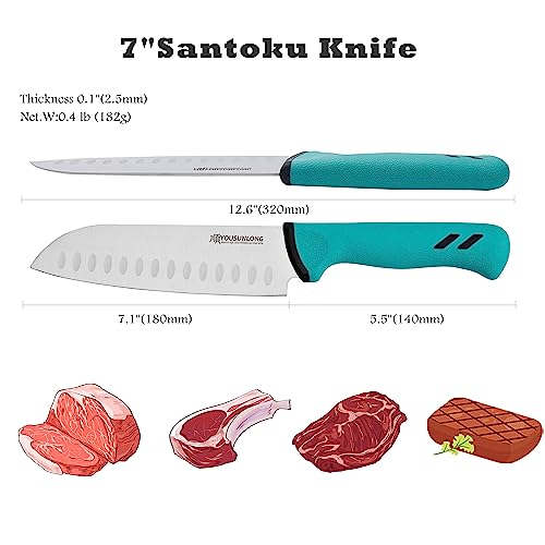 YOUSUNLONG Santoku Knife - 7 Inch - Premium High-carbon Molybdenum Steel Blade - Butcher Meat Processing Chopping Knife - Ergonomic & Non-slip Handle - Image 2