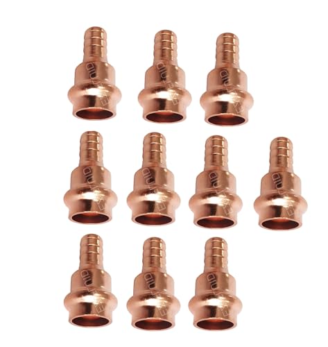 EZ-FLUID 10 Pack EZFLUID Copper Fittings 12 Press X 12 PEX Crimp Coupling Copper Pro press Adapter For PexB Pipe x Press Coupling - Image 1