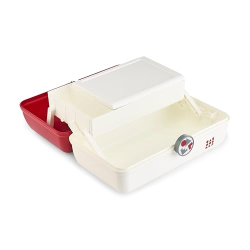 Caboodles School Spirit OnTheGo Girl Makeup Box Crimson Over White Hard Plastic Makeup Organizer Box BuiltIn Mirror Secure Latch for Safe Travel Spacious Storage for Large Items - Image 3