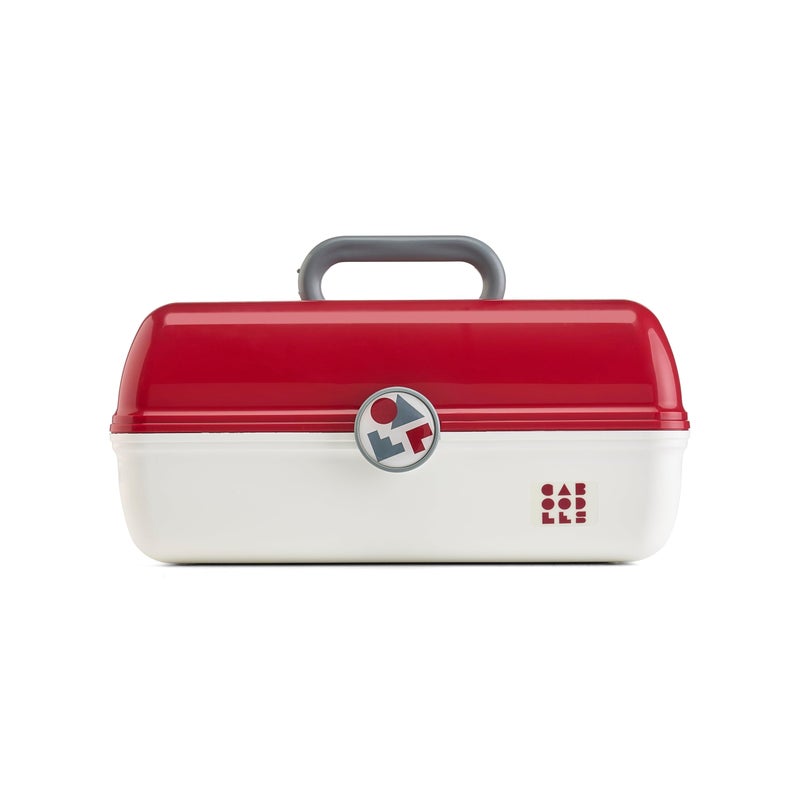 Caboodles School Spirit OnTheGo Girl Makeup Box Crimson Over White Hard Plastic Makeup Organizer Box BuiltIn Mirror Secure Latch for Safe Travel Spacious Storage for Large Items - Image 2