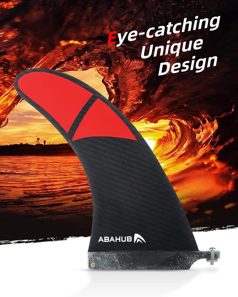 Abahub 9'' SUP Single Center Fin with 1 Fin Screw, Fiberglass Reinforeced 9 inch SUP Replacement Fins for Surfboard, Stand-up Paddle Board, Longboard, Black/Blue/White - Image 5