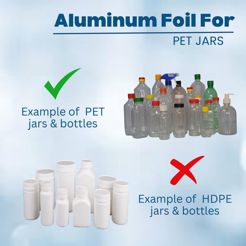 Smartpack Aluminum Foil for Packing of PET (Transparent) Plastic Jars Material | Sealing, Bottle Packing, Silver Foil | One Piece Seal Liner | PET Type Size 60MM with 1000Piece - Image 3