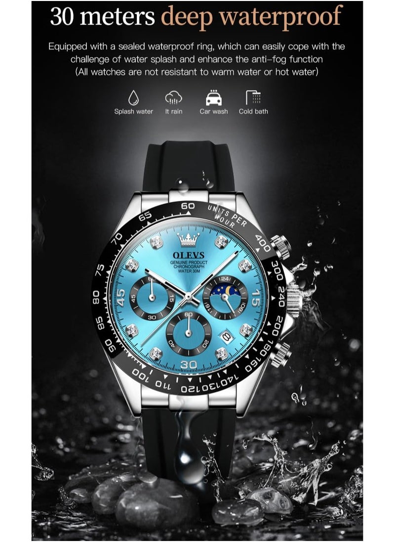 OLEVS - Watches for Men Silicone Strap Quartz Water Resistant Watch 2875 - Image 1