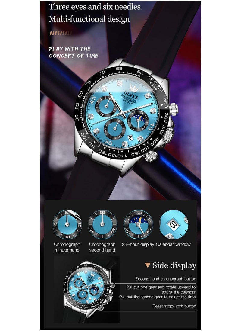 OLEVS - Watches for Men Silicone Strap Quartz Water Resistant Watch 2875 - Image 1