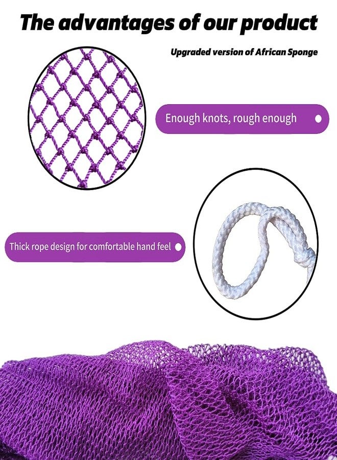 SPMKTBOZAI African Net Sponge Authentic, 2 Pieces African Exfoliating Sponge Real African Net Black Owned, African Bath Sponge Back Scrubber for Shower Loofah Bathing Accessories(Purple, Rose Red) - Image 3